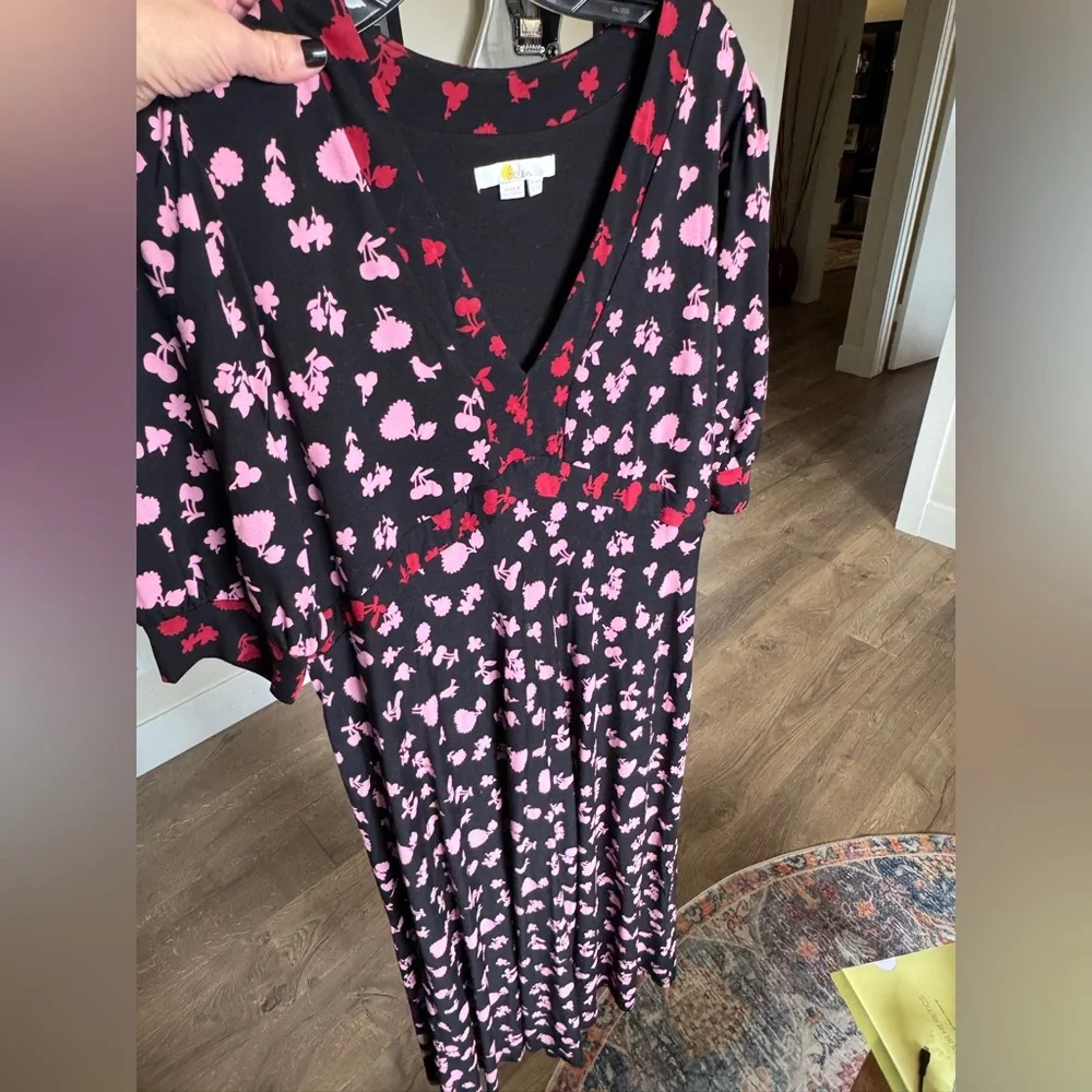 Boden Black and Pink Midi Dress - Picture 1 of 8